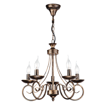 Люстра потолочная Eurosvet Provence 22404/5 черный с золотом 40Вт 5 лампочек E14