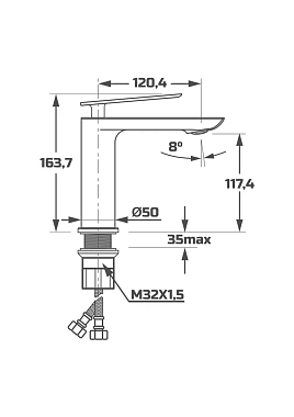 Смеситель для раковины Maxonor PL1095 хром