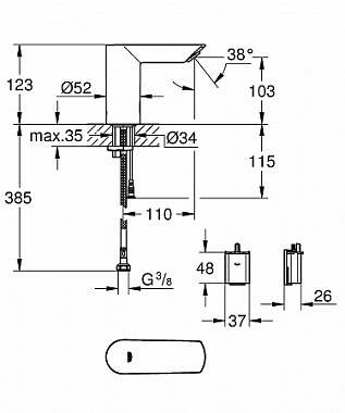 Смеситель для раковины GROHE Bau Cosmopolitan E 36452000 хром