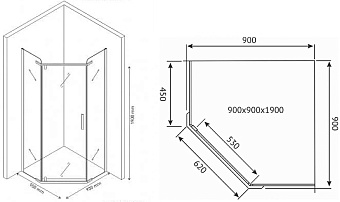 Угловое ограждение BERGES SOLO T 61106 190х90см стекло прозрачное