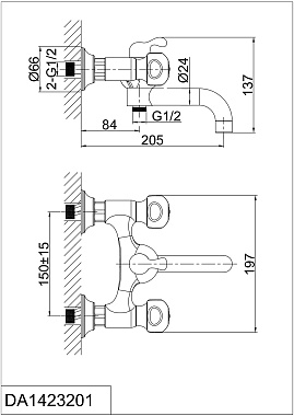Смеситель для ванны D&K HessenKassel DA1423201 хром