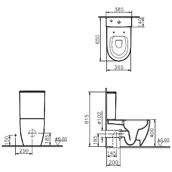 Унитаз напольный VITRA Sento 9830B003-7203 безободковый с микролифтом