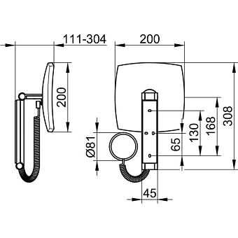 Косметическое зеркало Keuco iLook_move 17613 019000 30,6х20см хром с подсветкой