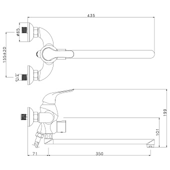 Смеситель для ванны LEMARK Swan LM5451BG золото/чёрный
