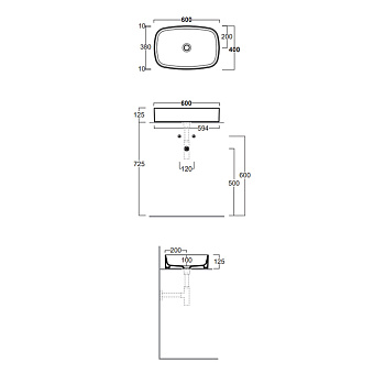 Раковина накладная SIMAS Folio FO04 cemento matt 60х40см