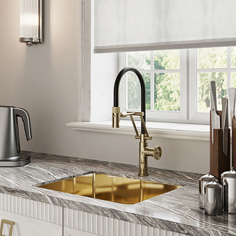 Смеситель для кухни IDDIS Grange GRAMGFLi05 поворотный излив матовое золото