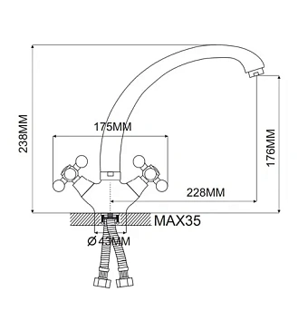 Смеситель для раковины Maxonor MN4719-5 серебристый