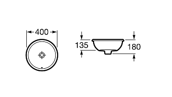 Раковина встраиваемая сверху ROCA Foro 7.3278.7.200.0 40х40см