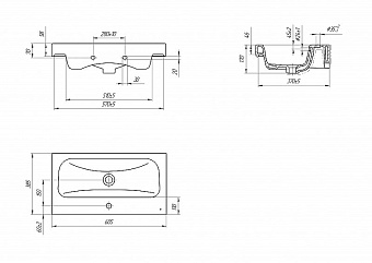 Раковина накладная CERSANIT MODUO SLIM S-UM-MOD60SL/1 60,5х39см