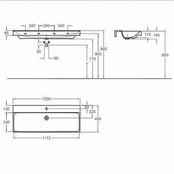 Раковина мебельная GEBERIT Xeno2 500.551.01.1 120х48см