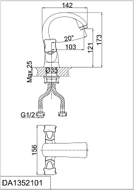 Смеситель для раковины D&K HessenGrimm DA1382101 хром
