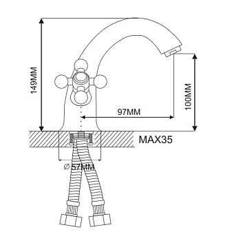 Смеситель для раковины Maxonor MN1019-4 бронза