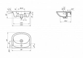 Раковина встраиваемая сверху CERSANIT ERICA S-UM-ERI50/1-w 50х41см