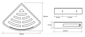 Полка в ванную угловая BEMETA CYTRO 153102390 1-ярусная 22х29см чёрная