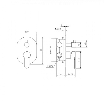 Душевая система BERGES NARDIS 3R BLACK 71008 чёрный матовый