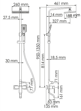 Душевая система WASSERKRAFT A16501 хром