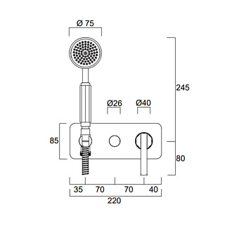Смеситель для душа SIMAS Б/С смесители EISDI cr хром