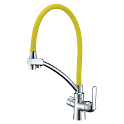 Смеситель для кухни LEMARK Comfort LM3070C-Yellow гибкий излив жёлтый/хром