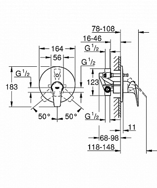 Смеситель для ванны GROHE BauFlow 29113000 хром