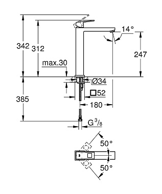 Смеситель для раковины GROHE Eurocube 23406DC0 Суперсталь