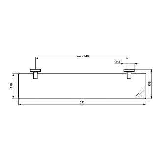 Полка в ванную прямоугольная IDEAL STANDARD IOM A9125AA 1-ярусная 4,8х60см хром