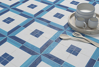 Настенная плитка WOW Blanc Et Bleu 108909 Square Wall Decor 12,5х12,5см 0,587кв.м. матовая