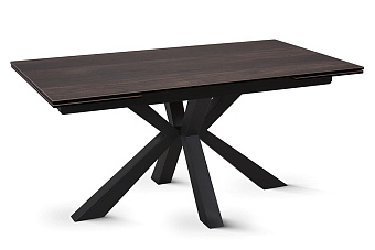 Кухонный стол раскладной AERO 90х160х76см закаленное стекло/керамика/сталь Dark Oak