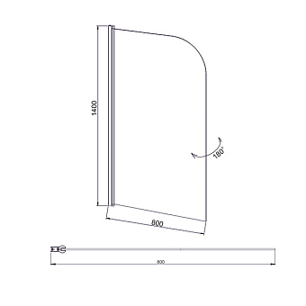 Стеклянная шторка на ванну MIRSANT ECO УТ000042514 140х80см