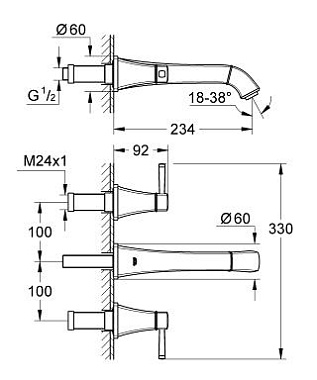 Смеситель для раковины GROHE Grandera 20415000 хром
