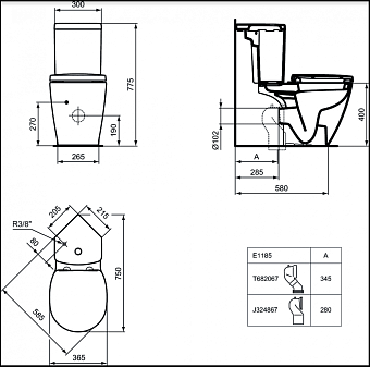 Чаша для унитаза IDEAL STANDARD CONNECT SPACE E119501 без сиденья