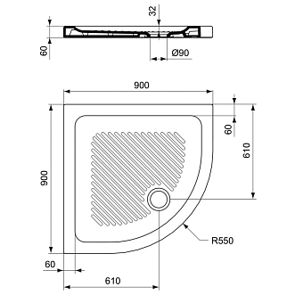Душевой поддон IDEAL STANDARD CONNECT T266801 90х90см