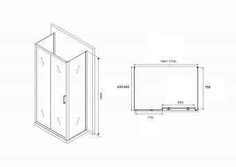 Угловое ограждение Abber Schwarzer Diamant AG30170B-S85B-S85B 195х85см стекло прозрачное