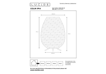 Торшер Lucide COLIN IP44 03843/80/30 3Вт LED
