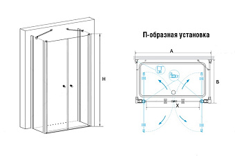 Угловое ограждение RGW Passage 04084727-011 PA-47 185х70см стекло прозрачное