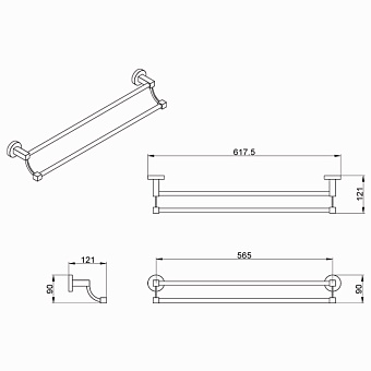 Полотенцедержатель Azario NESSY AZ-73102 хром 61,7см