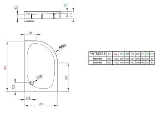 Душевой поддон RADAWAY Patmos 4P81155-03L 100х80см