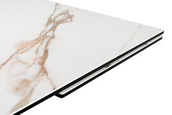 Кухонный стол раскладной AERO 95х180х75см закаленное стекло/керамика/сталь Rose Gold