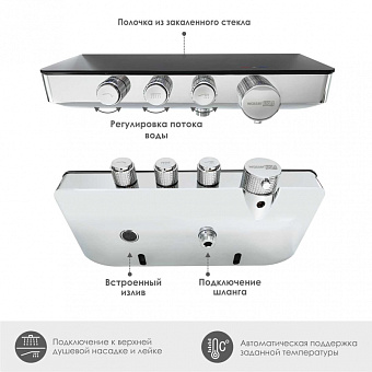 Смеситель для ванны WASSERKRAFT Elbe 7400 7499 Thermo чёрный