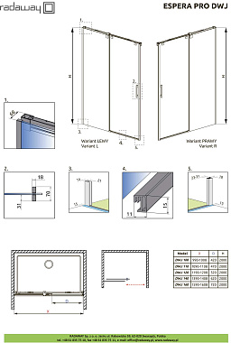 Боковая стенка душевого угла RADAWAY Espera Pro DWJ 200х56см стекло прозрачное