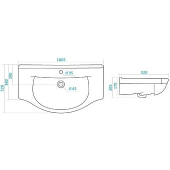 Тумба с раковиной MIRSANT Камилла УТ000008501 31х100,5х70см