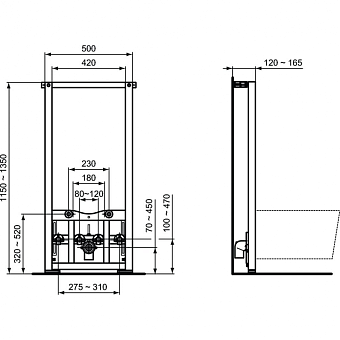 Инсталляция с унитазом IDEAL STANDARD PROSYS TESI T3868V1