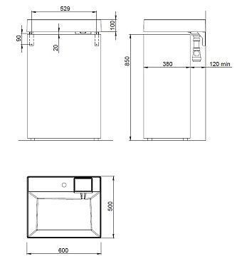 Раковина над стиральной машиной Azario SHARP CS00078298 50х60см