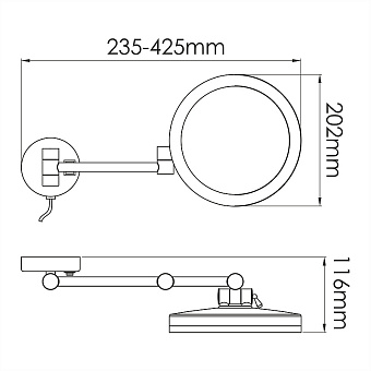 Косметическое зеркало WASSERKRAFT K-1004 20,2х42,5см хром с увеличением