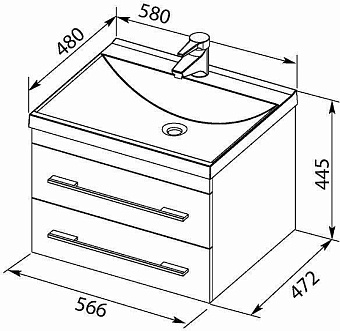 Тумба с раковиной AQUANET Нота 287706 47,5х58х44см