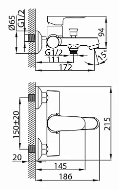 Смеситель для ванны MILARDO Dover DOVSB00M02 хром глянец