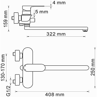 Смеситель для ванны WASSERKRAFT Dinkel 5802L хром