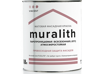 Краска универсальная плиолитовая/фасадная VINCENT DECOR MURALITH  F-1 Прозрачный основа C 0,7л