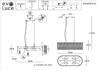 Светильник подвесной Evoluce RIDA SLE283203-10 400Вт E27