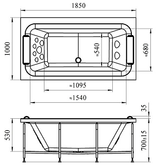 Ванна акриловая RADOMIR Хельга 1-01-0-0-1-044 185х100см пристенная