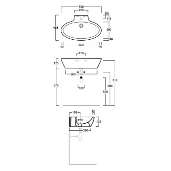 Раковина подвесная SIMAS Lft Spazio LFT34bi*1 73х45,5см